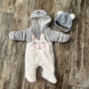 Baby Snowsuit Size 0-3 Months and Baby Winter Hat